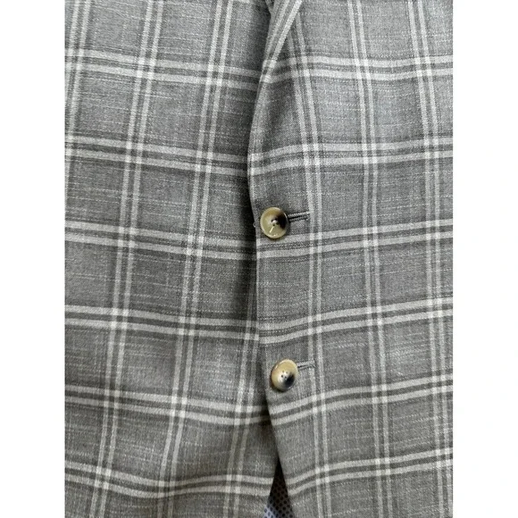 Shaquille Oneal Mens XLG Plaid Blazer Jacket Sport Coat Suit Separate Tan Gray - Picture 2 of 10